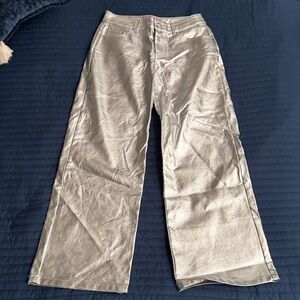 Edikted Metallic Wide-Leg Pants - Silver